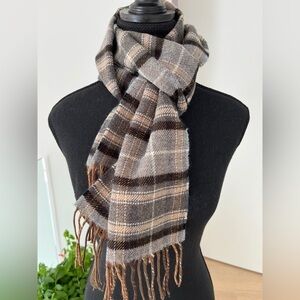 RETREAT Retro Acrylic Plaid Scarf Fringe Made Germany Winter Cozy Unisex